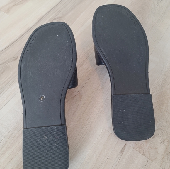 Tory Burch Black & Golden Double T Sport Slides - Picture 6 of 6